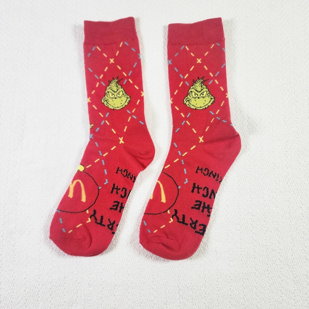 McDonalds Red Grinch Happy Meal Socks